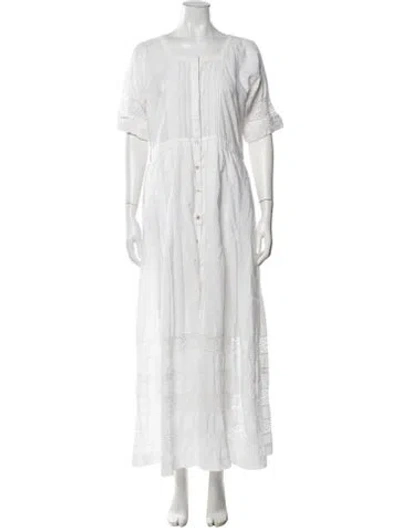 Pre-owned Loveshackfancy Lace Pattern Long Dress In White