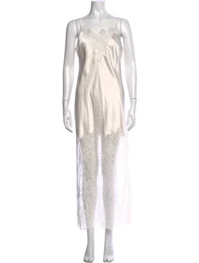 Pre-owned Loveshackfancy Lace Pattern Long Dress In White