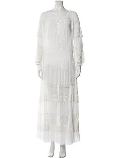 Pre-owned Loveshackfancy Lace Pattern Long Dress In White