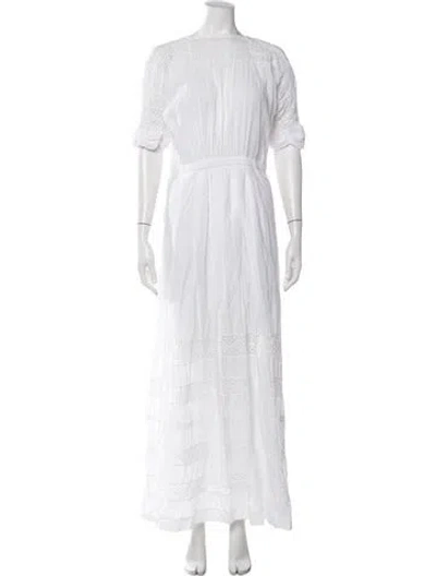 Pre-owned Loveshackfancy Lace Pattern Long Dress In White