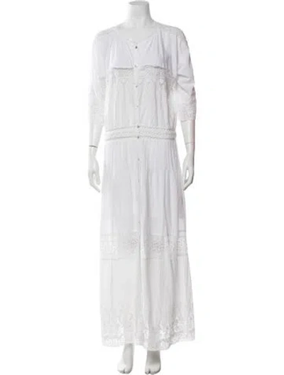 Pre-owned Loveshackfancy Lace Pattern Long Dress In White