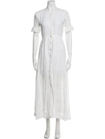 Pre-owned Loveshackfancy Lace Pattern Long Dress In White