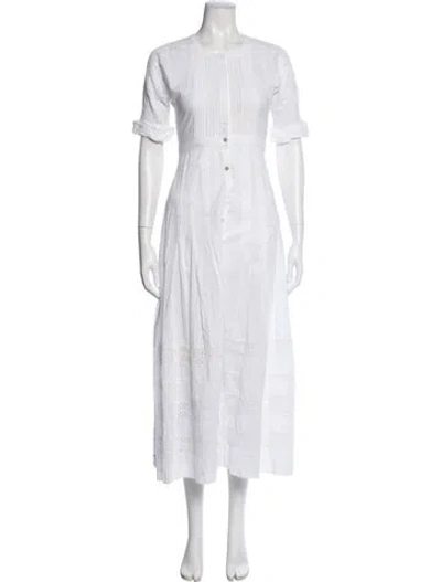 Pre-owned Loveshackfancy Lace Pattern Long Dress In White