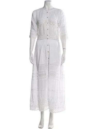 Pre-owned Loveshackfancy Lace Pattern Long Dress In White