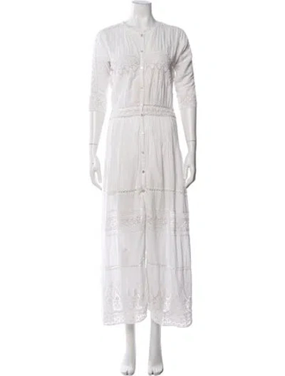 Pre-owned Loveshackfancy Lace Pattern Long Dress In White