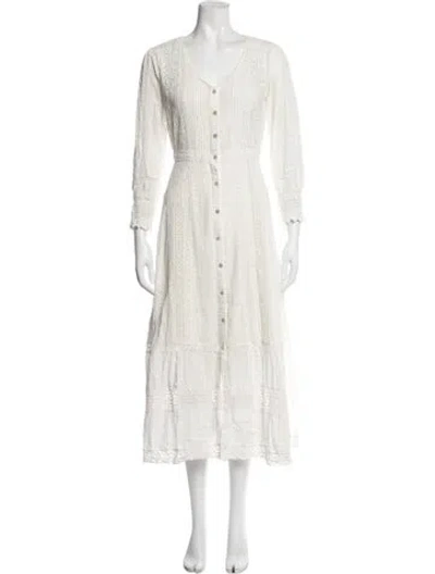 Pre-owned Loveshackfancy Lace Pattern Long Dress In White