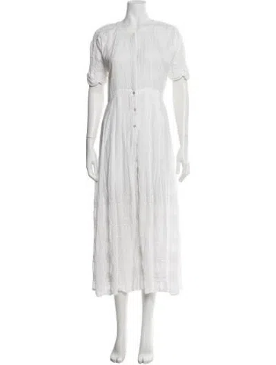 Pre-owned Loveshackfancy Lace Pattern Long Dress In White