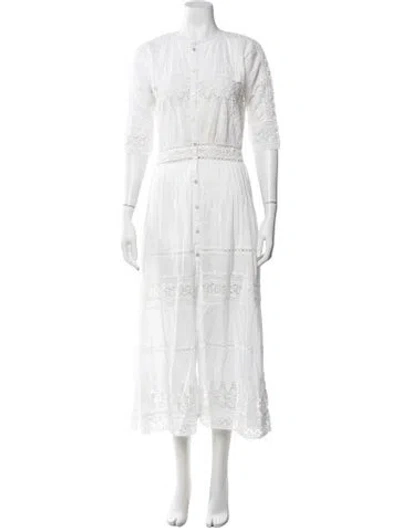 Pre-owned Loveshackfancy Lace Pattern Long Dress In White