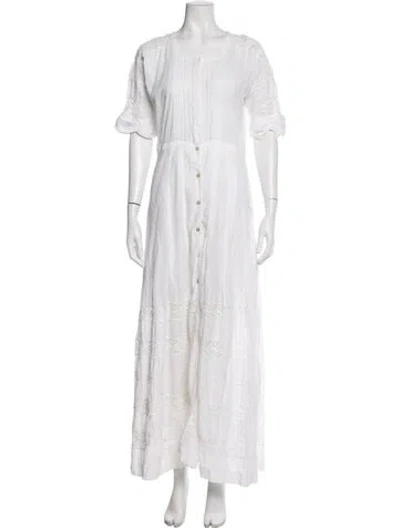 Pre-owned Loveshackfancy Lace Pattern Long Dress In White