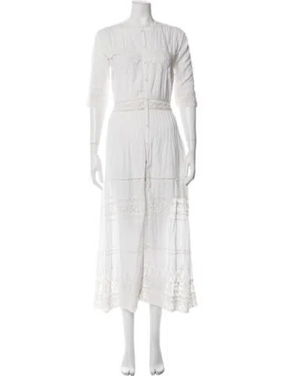 Pre-owned Loveshackfancy Lace Pattern Long Dress In White