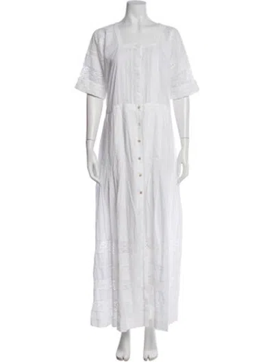 Pre-owned Loveshackfancy Lace Pattern Long Dress In White