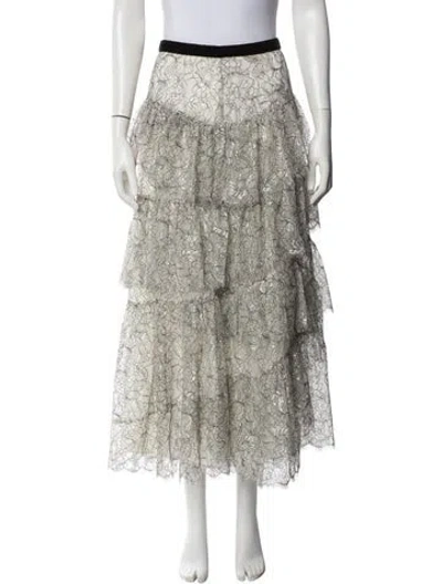 Pre-owned Loveshackfancy Lace Pattern Long Skirt In Neutral