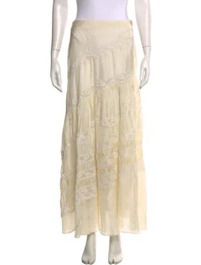 Pre-owned Loveshackfancy Lace Pattern Long Skirt In Neutrals