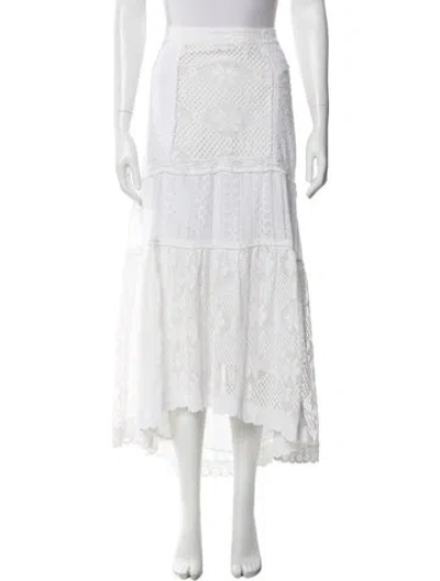 Pre-owned Loveshackfancy Lace Pattern Long Skirt In White