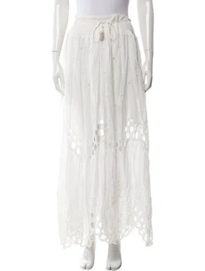 Pre-owned Loveshackfancy Lace Pattern Long Skirt In White