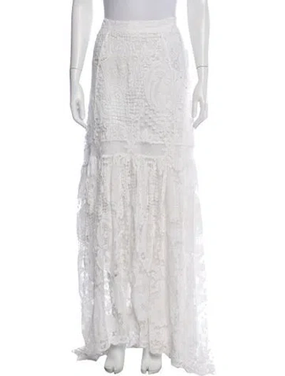 Pre-owned Loveshackfancy Lace Pattern Long Skirt In White