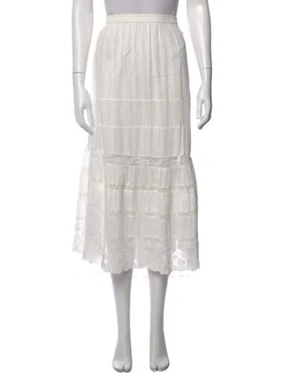 Pre-owned Loveshackfancy Lace Pattern Long Skirt In White