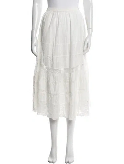 Pre-owned Loveshackfancy Lace Pattern Long Skirt In White