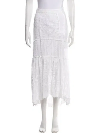 Pre-owned Loveshackfancy Lace Pattern Long Skirt In White
