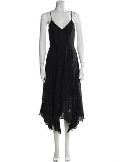 Pre-owned Loveshackfancy Lace Pattern Midi Length Dress In Black