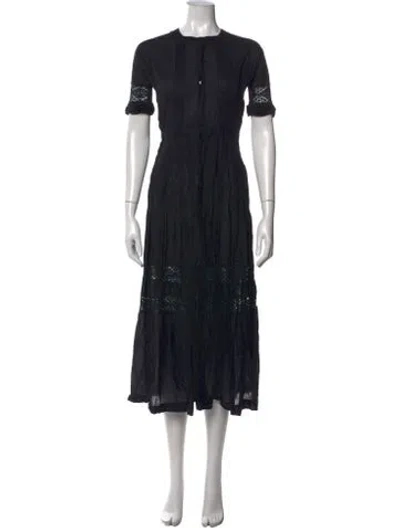 Pre-owned Loveshackfancy Lace Pattern Midi Length Dress In Black