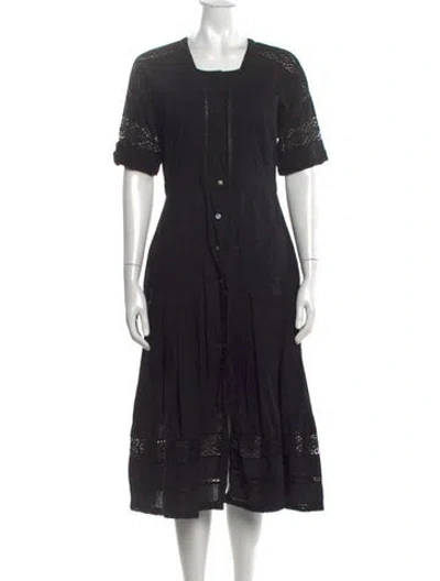Pre-owned Loveshackfancy Lace Pattern Midi Length Dress In Black