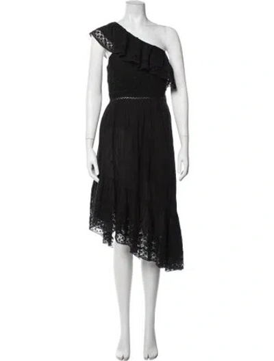 Pre-owned Loveshackfancy Lace Pattern Midi Length Dress In Black