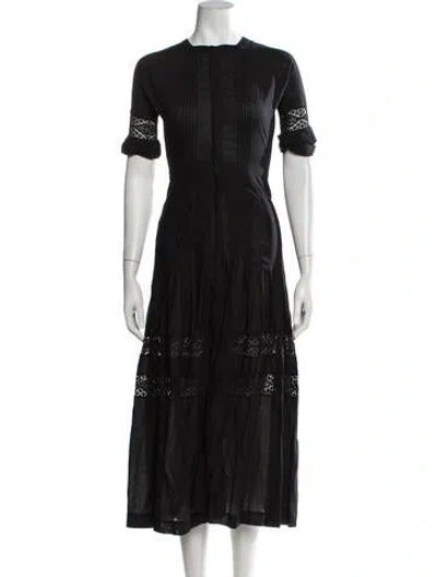 Pre-owned Loveshackfancy Lace Pattern Midi Length Dress In Black