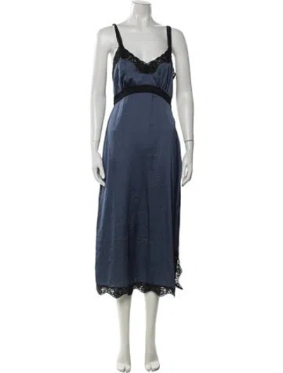 Pre-owned Loveshackfancy Lace Pattern Midi Length Dress In Blue