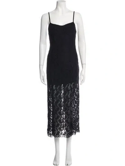 Pre-owned Loveshackfancy Lace Pattern Midi Length Dress In Blue