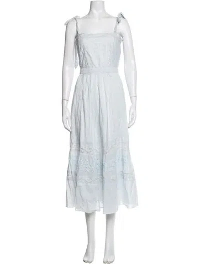 Pre-owned Loveshackfancy Lace Pattern Midi Length Dress In Blue