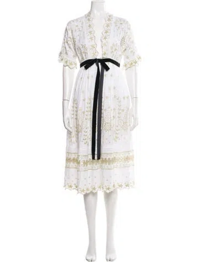 Pre-owned Loveshackfancy Lace Pattern Midi Length Dress In Neutral