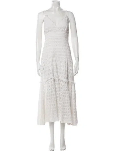 Pre-owned Loveshackfancy Lace Pattern Midi Length Dress In Neutral