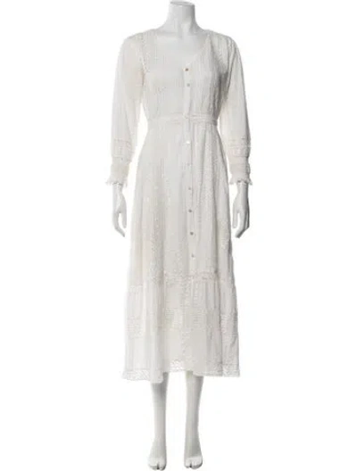 Pre-owned Loveshackfancy Lace Pattern Midi Length Dress In Neutrals
