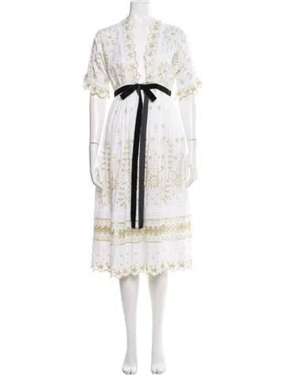Pre-owned Loveshackfancy Lace Pattern Midi Length Dress In Neutrals