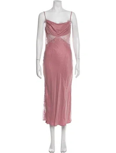 Pre-owned Loveshackfancy Lace Pattern Midi Length Dress In Pink