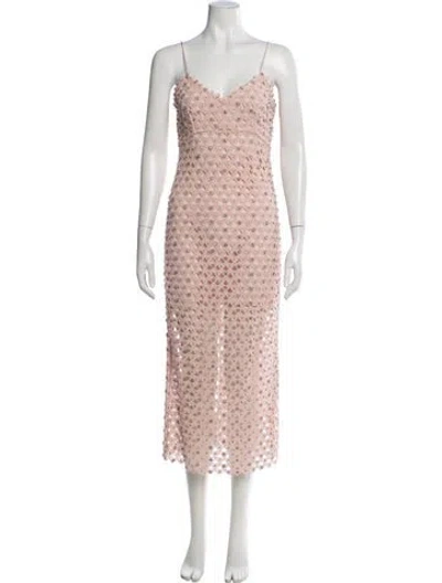 Pre-owned Loveshackfancy Lace Pattern Midi Length Dress In Pink