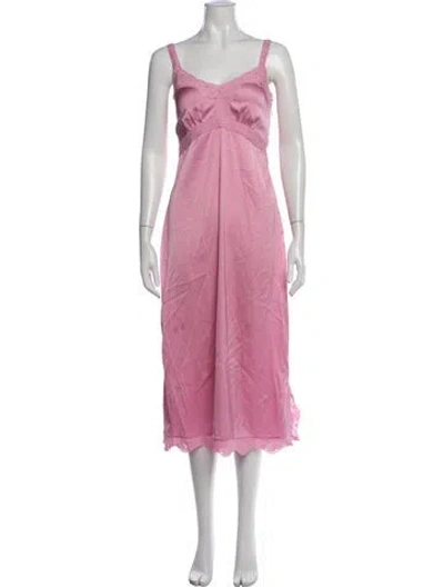 Pre-owned Loveshackfancy Lace Pattern Midi Length Dress In Pink
