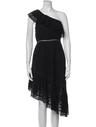 Pre-owned Loveshackfancy Lace Pattern Midi Length Dress W/ Tags In Black