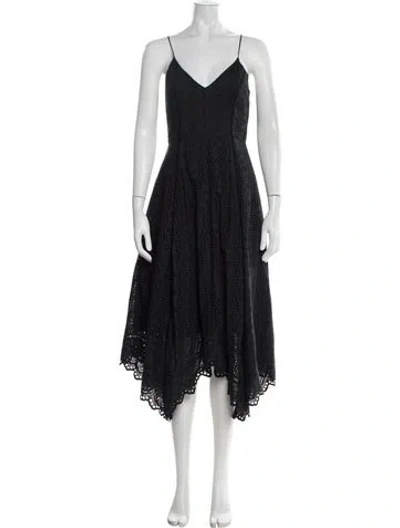 Pre-owned Loveshackfancy Lace Pattern Midi Length Dress W/ Tags In Black