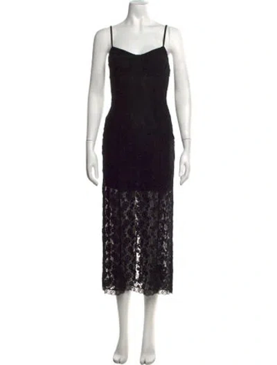 Pre-owned Loveshackfancy Lace Pattern Midi Length Dress W/ Tags In Black/blue