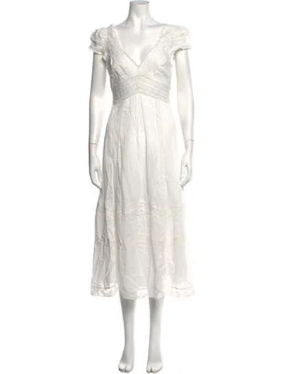 Pre-owned Loveshackfancy Lace Pattern Midi Length Dress W/ Tags In Neutrals