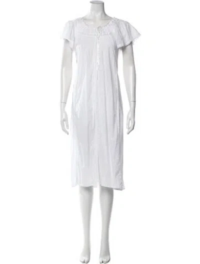 Pre-owned Loveshackfancy Lace Pattern Midi Length Dress In White