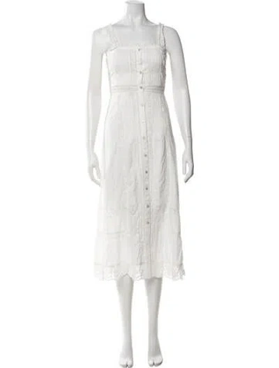 Pre-owned Loveshackfancy Lace Pattern Midi Length Dress In White