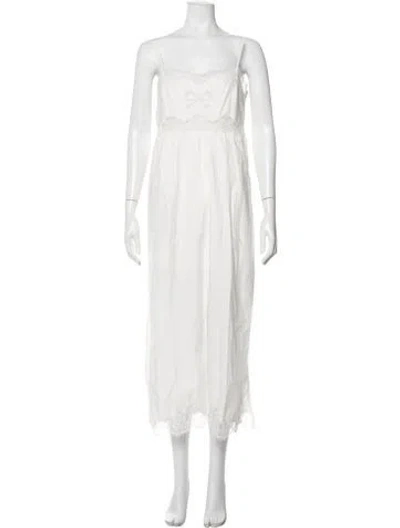 Pre-owned Loveshackfancy Lace Pattern Midi Length Dress In White
