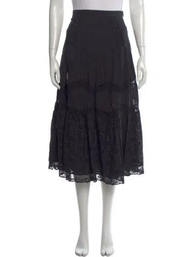 Pre-owned Loveshackfancy Lace Pattern Midi Length Skirt In Black