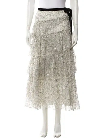Pre-owned Loveshackfancy Lace Pattern Midi Length Skirt W/ Tags In Neutral
