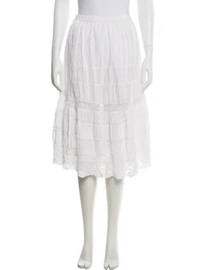 Pre-owned Loveshackfancy Lace Pattern Midi Length Skirt In White