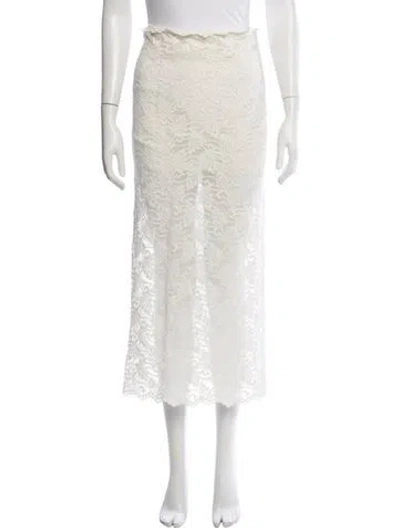 Pre-owned Loveshackfancy Lace Pattern Midi Length Skirt In White