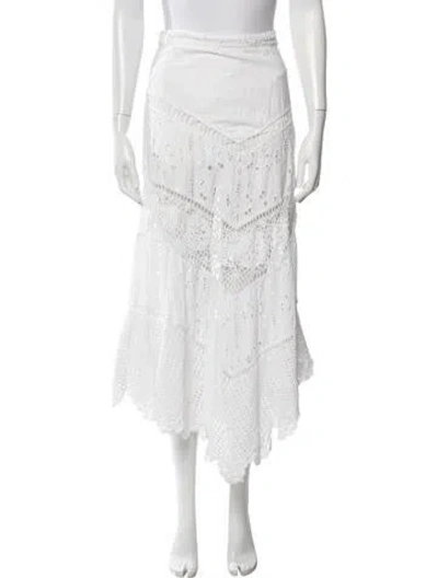 Pre-owned Loveshackfancy Lace Pattern Midi Length Skirt In White